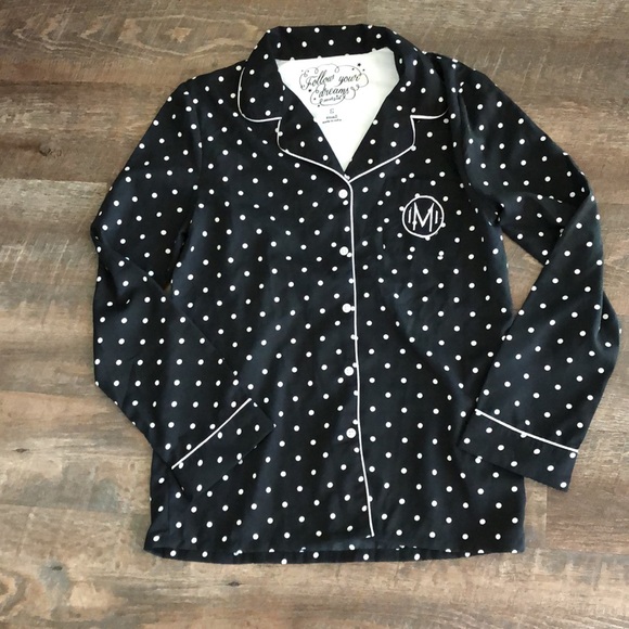 Pajama set polka dot monogram M black/white Mudpie - Picture 3 of 6